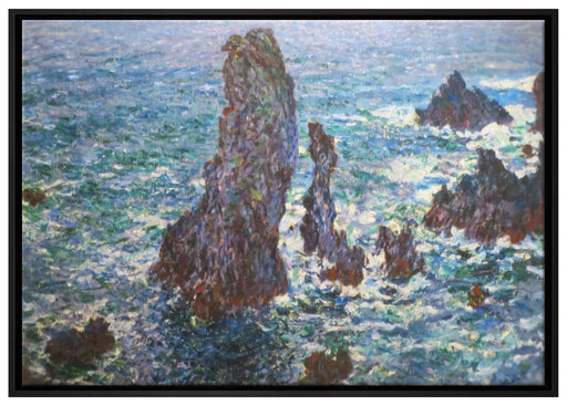 Claude Monet - Felsen bei Belle-Ile auf Leinwandbild gerahmt Größe 100x70