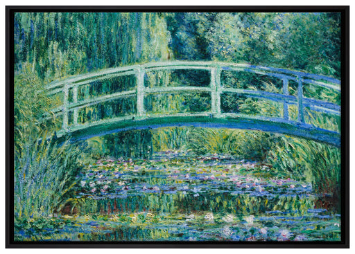 Claude Monet - Seerosen und japanische Brücke  auf Leinwandbild gerahmt Größe 100x70