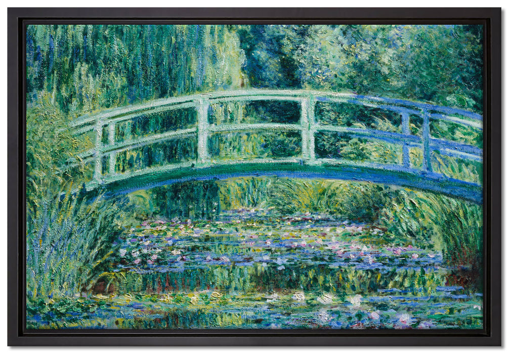 Claude Monet - Seerosen und japanische Brücke   auf Leinwandbild gerahmt Größe 60x40