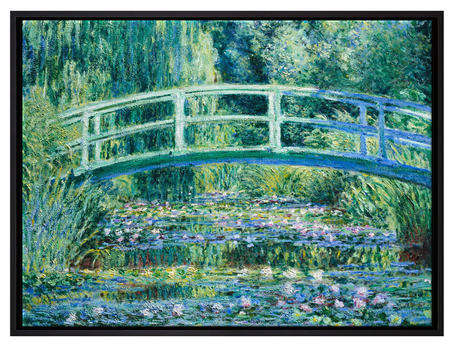 Claude Monet - Seerosen und japanische Brücke   auf Leinwandbild gerahmt Größe 80x60
