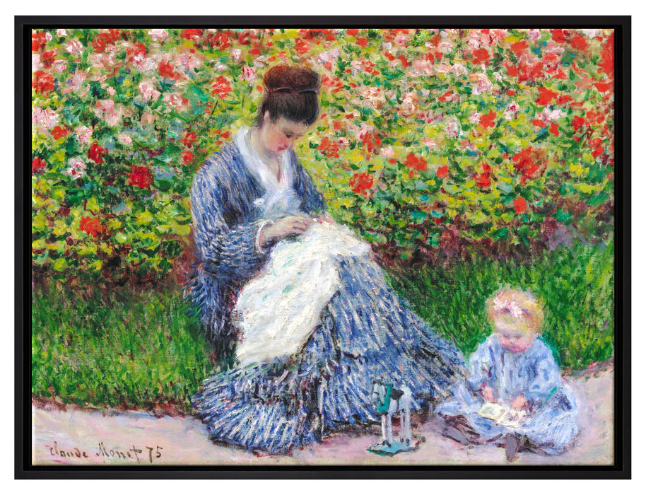 Claude Monet - Camille Monet und ein Kind im Garten des  auf Leinwandbild gerahmt Größe 80x60