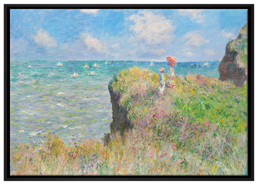 Claude Monet - Spaziergang auf Klippen-Ebene bei Pourvi auf Leinwandbild gerahmt Größe 100x70