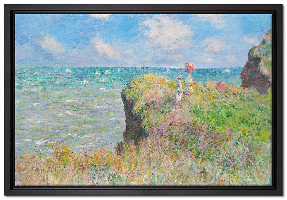 Claude Monet - Spaziergang auf Klippen-Ebene bei Pourvi  auf Leinwandbild gerahmt Größe 60x40