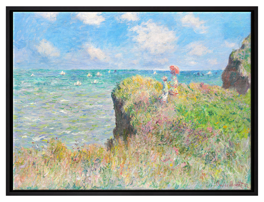 Claude Monet - Spaziergang auf Klippen-Ebene bei Pourvi  auf Leinwandbild gerahmt Größe 80x60