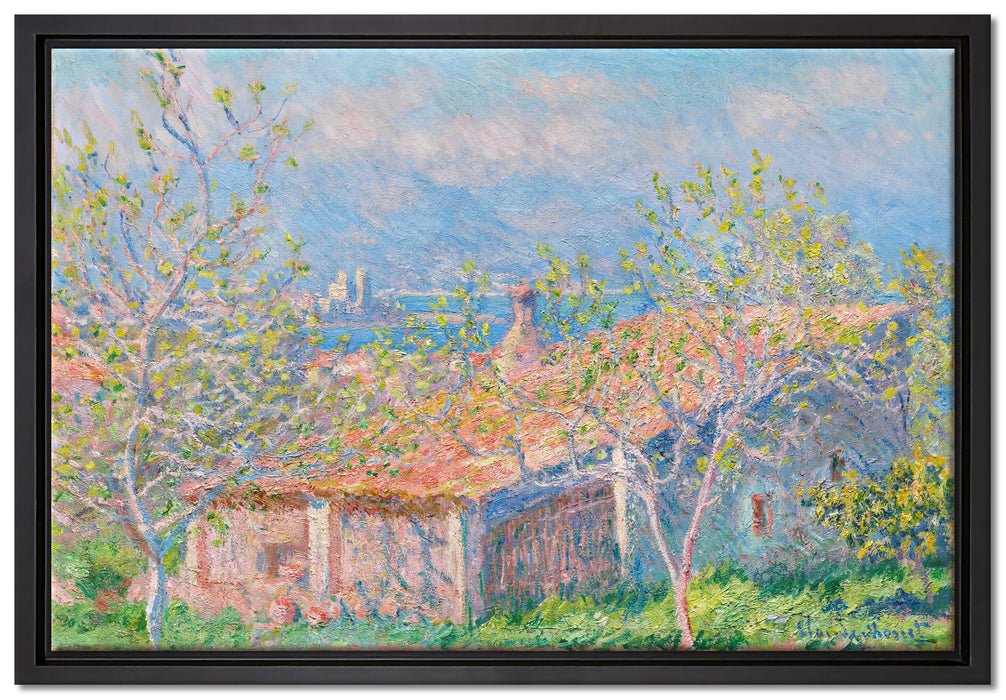 Claude Monet - Gärtner Häuschen in Antibes  auf Leinwandbild gerahmt Größe 60x40
