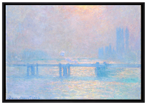 Claude Monet - Le Soleil sur la Tamise à Londres broui auf Leinwandbild gerahmt Größe 100x70