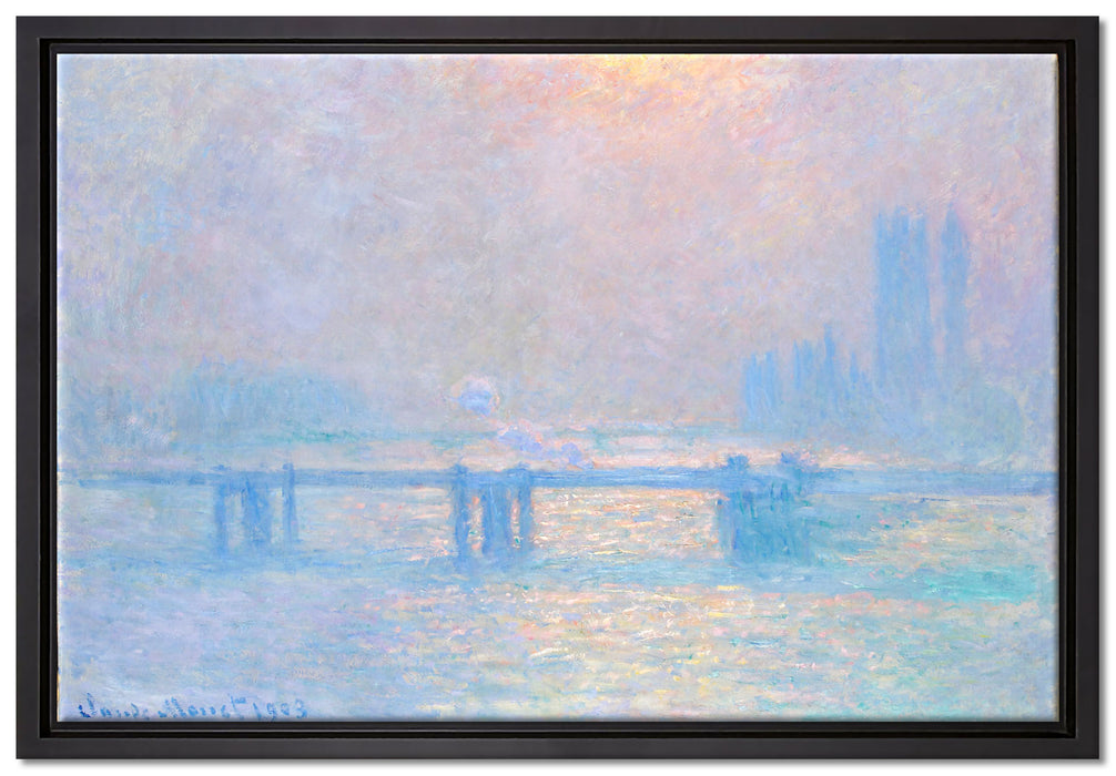 Claude Monet - Le Soleil sur la Tamise à Londres broui  auf Leinwandbild gerahmt Größe 60x40