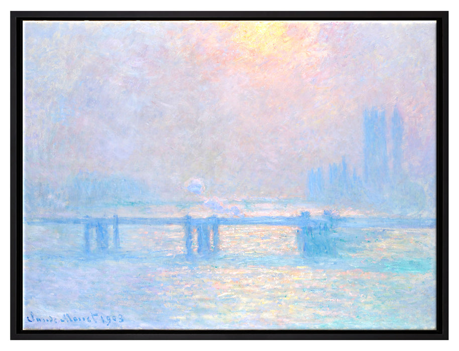 Claude Monet - Le Soleil sur la Tamise à Londres broui  auf Leinwandbild gerahmt Größe 80x60