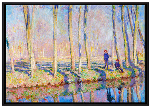 Claude Monet - Pierre Hoschede und Michel Monet am Ufer auf Leinwandbild gerahmt Größe 100x70
