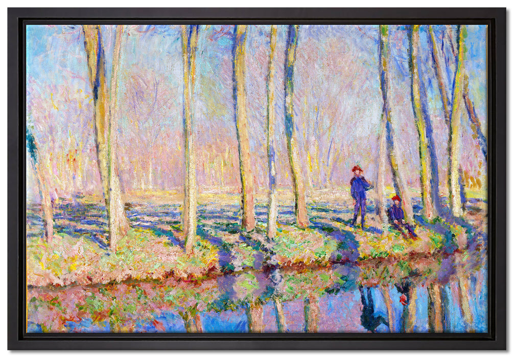 Claude Monet - Pierre Hoschede und Michel Monet am Ufer  auf Leinwandbild gerahmt Größe 60x40