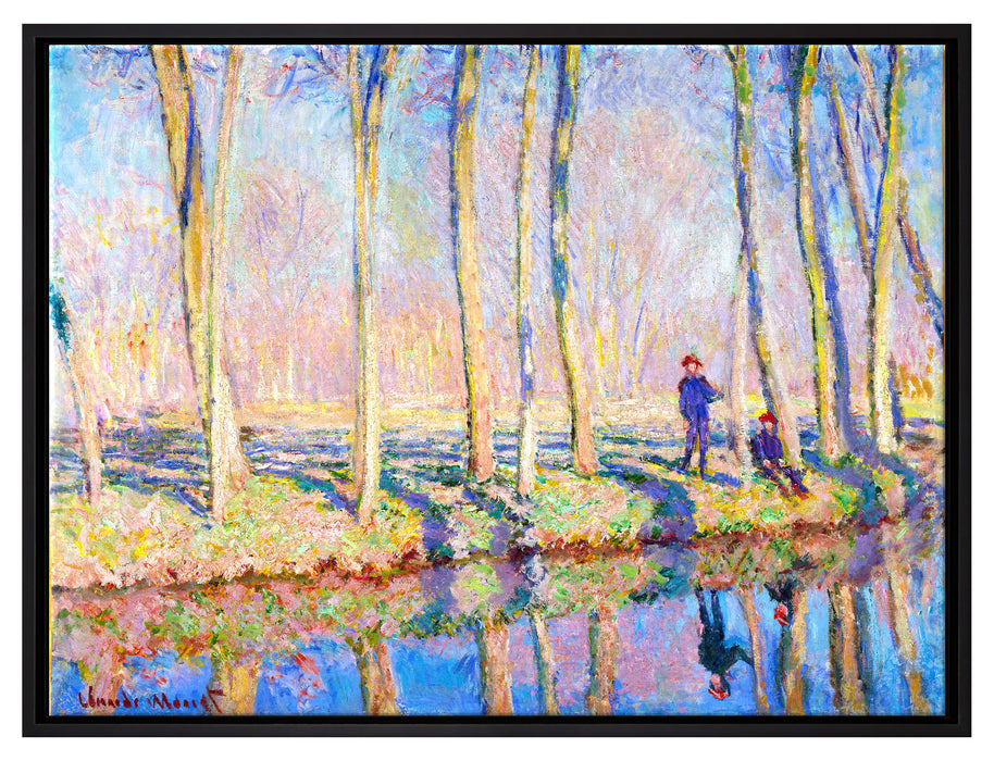 Claude Monet - Pierre Hoschede und Michel Monet am Ufer  auf Leinwandbild gerahmt Größe 80x60