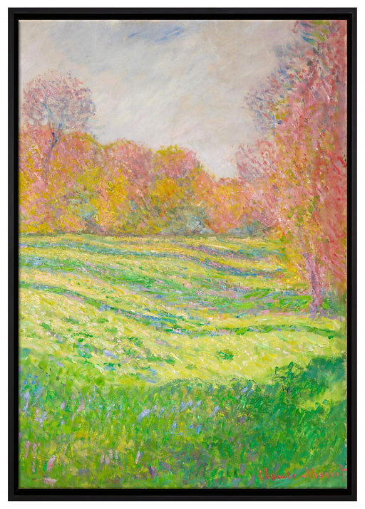 Claude Monet - Wiese in Giverny auf Leinwandbild gerahmt Größe 100x70