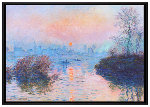 Claude Monet - Sonnenuntergang auf der Seine im Winter auf Leinwandbild gerahmt Größe 100x70