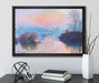 Claude Monet - Sonnenuntergang auf der Seine im Winter auf Leinwandbild gerahmt mit Kirschblüten