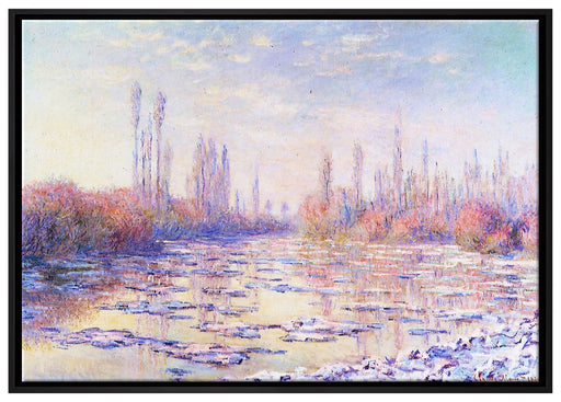 Claude Monet - Eisgang auf der Seine  auf Leinwandbild gerahmt Größe 100x70