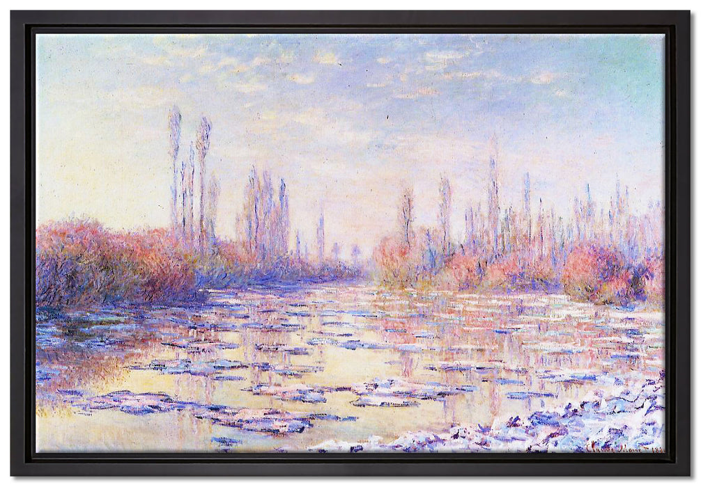 Claude Monet - Eisgang auf der Seine   auf Leinwandbild gerahmt Größe 60x40