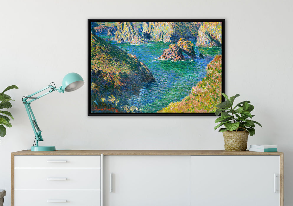 Claude Monet - Port Donnant Belle Ile  auf Leinwandbild gerahmt verschiedene Größen im Wohnzimmer