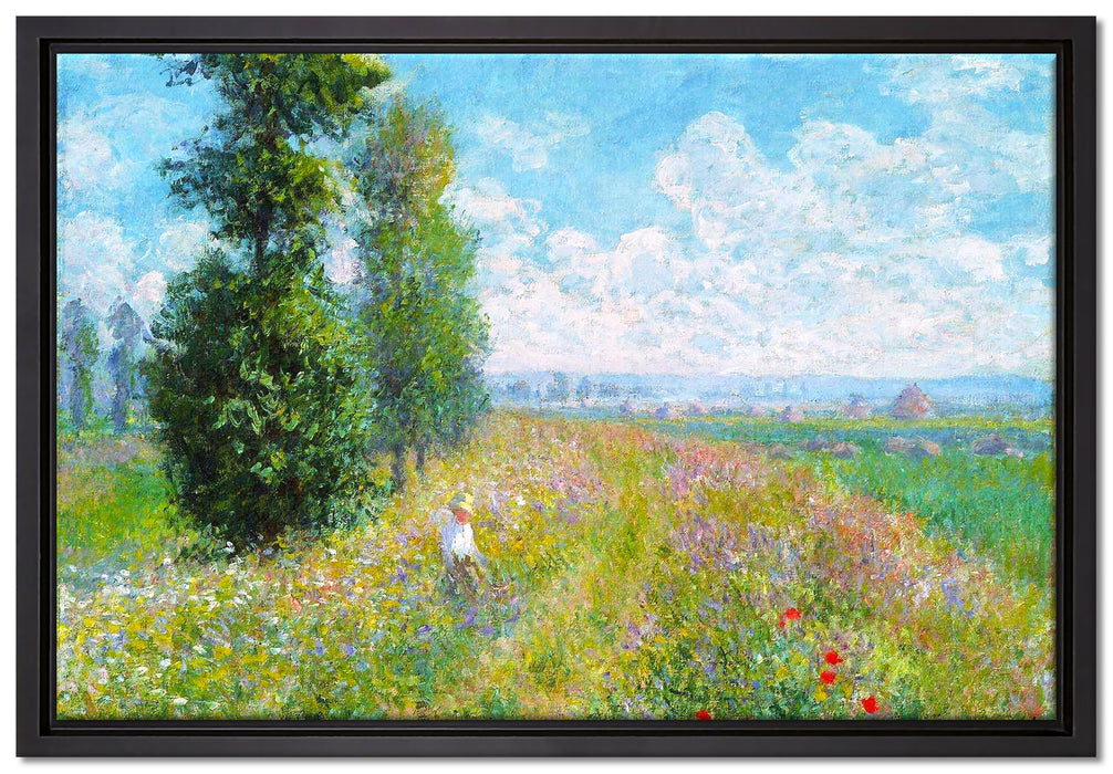 Claude Monet - Wiese mit Pappeln  auf Leinwandbild gerahmt Größe 60x40
