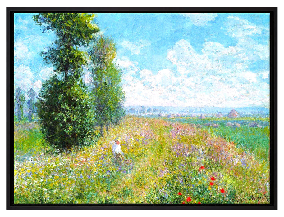 Claude Monet - Wiese mit Pappeln  auf Leinwandbild gerahmt Größe 80x60
