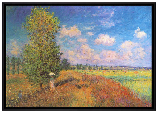 Claude Monet - Mohnfeld im Sommer auf Leinwandbild gerahmt Größe 100x70