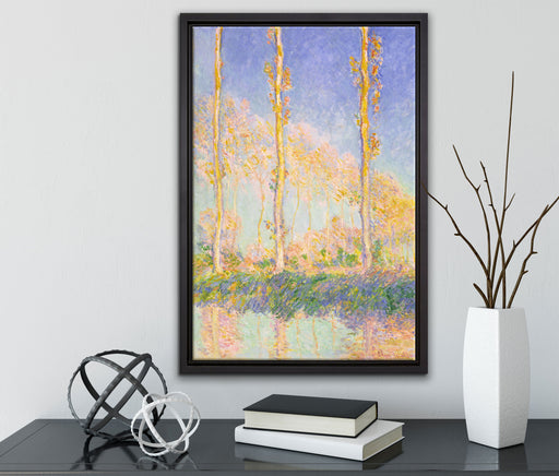 Claude Monet - Pappeln   auf Leinwandbild gerahmt mit Kirschblüten