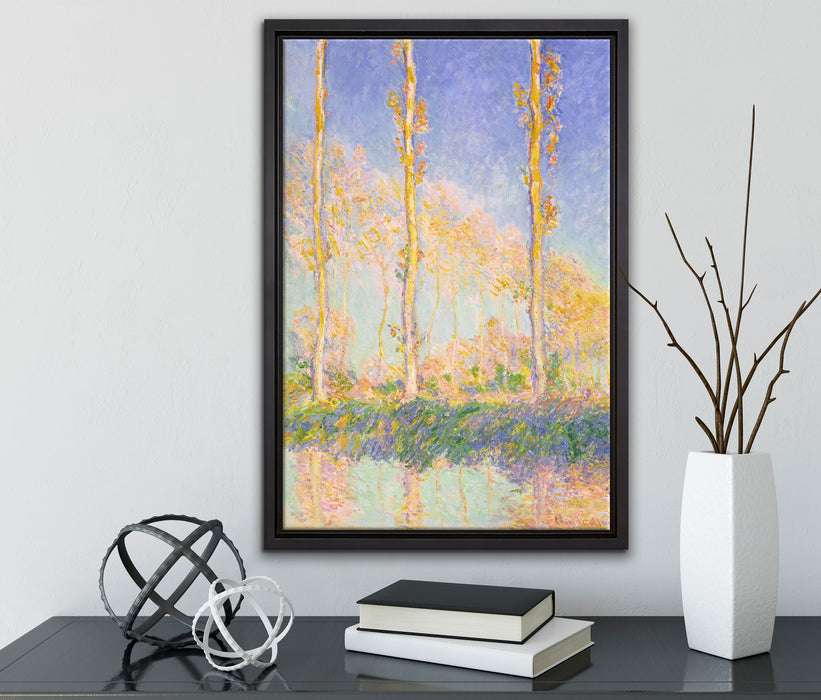 Claude Monet - Pappeln   auf Leinwandbild gerahmt mit Kirschblüten