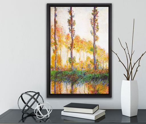 Claude Monet - Pappeln im Herbst  auf Leinwandbild gerahmt mit Kirschblüten