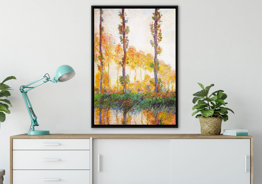 Claude Monet - Pappeln im Herbst  auf Leinwandbild gerahmt verschiedene Größen im Wohnzimmer