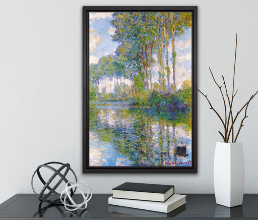 Claude Monet - Pappeln an der Epte I  auf Leinwandbild gerahmt mit Kirschblüten