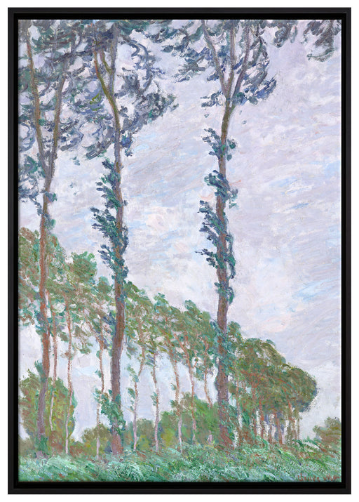 Claude Monet - PappelnWind-Effekt auf Leinwandbild gerahmt Größe 100x70