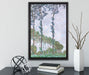 Claude Monet - PappelnWind-Effekt auf Leinwandbild gerahmt mit Kirschblüten