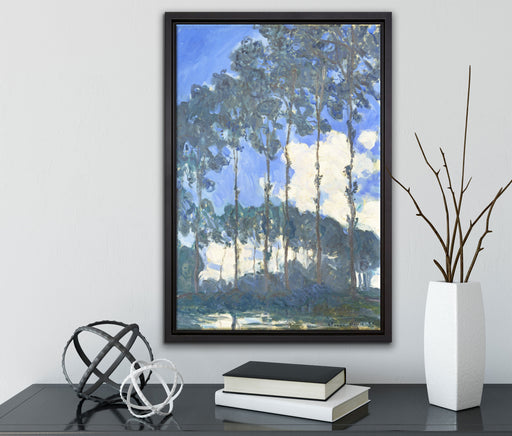 Claude Monet - Pappeln an der Epte III  auf Leinwandbild gerahmt mit Kirschblüten