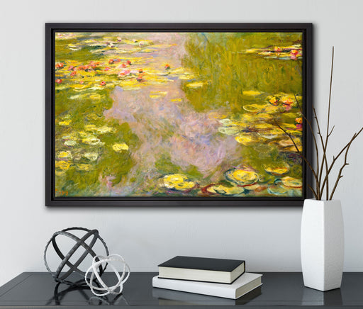Claude Monet - Seerosen  II auf Leinwandbild gerahmt mit Kirschblüten