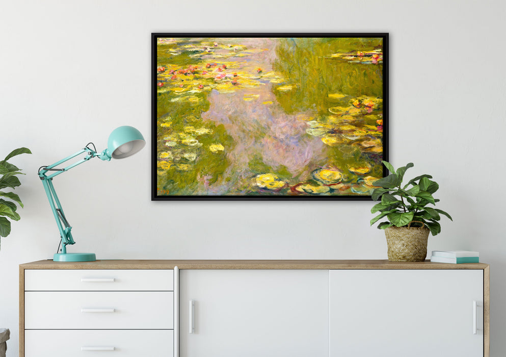 Claude Monet - Seerosen  II auf Leinwandbild gerahmt verschiedene Größen im Wohnzimmer