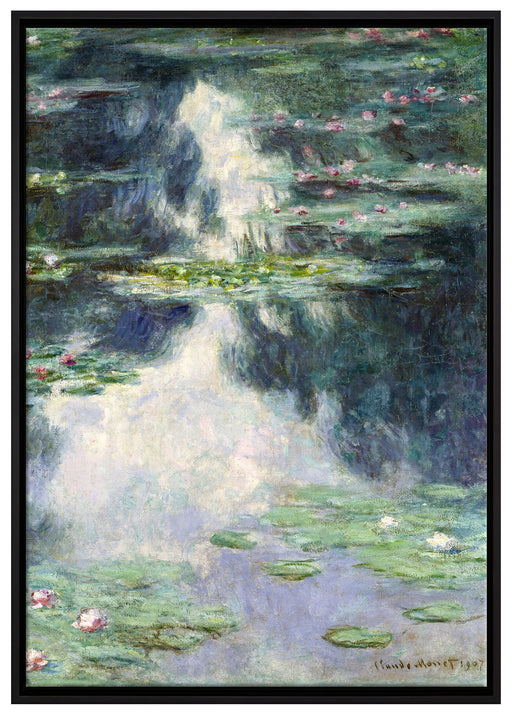 Claude Monet - Teich mit Seerosen   auf Leinwandbild gerahmt Größe 100x70