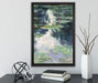 Claude Monet - Teich mit Seerosen   auf Leinwandbild gerahmt mit Kirschblüten