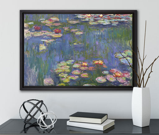 Claude Monet - Seerosen  V auf Leinwandbild gerahmt mit Kirschblüten