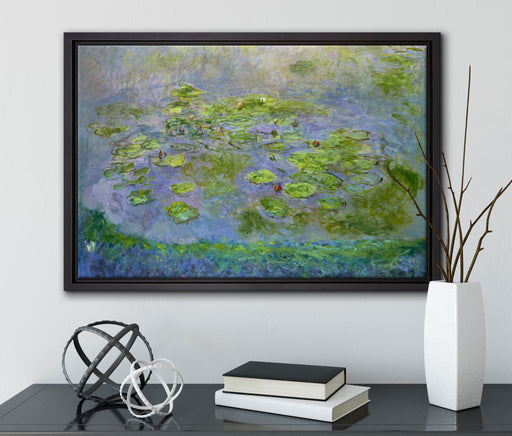Claude Monet - Seerosen  VI auf Leinwandbild gerahmt mit Kirschblüten
