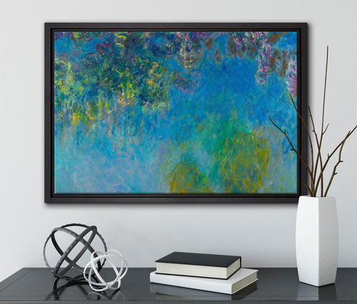 Claude Monet - GlyzinienWisteria auf Leinwandbild gerahmt mit Kirschblüten