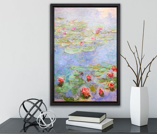 Claude Monet - Seerosen  VIII auf Leinwandbild gerahmt mit Kirschblüten