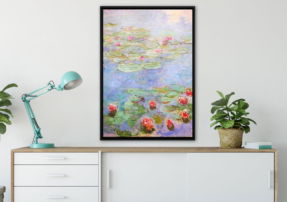 Claude Monet - Seerosen  VIII auf Leinwandbild gerahmt verschiedene Größen im Wohnzimmer