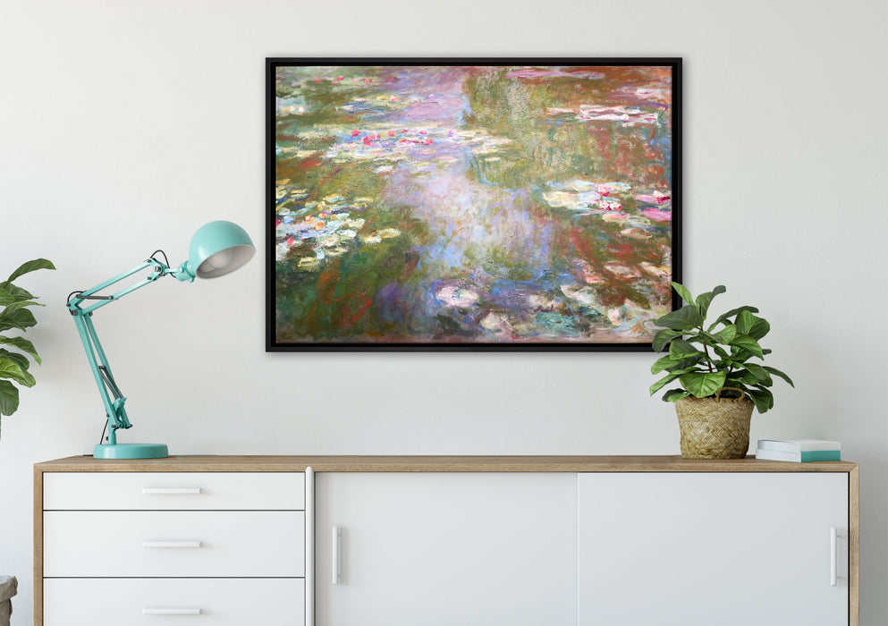 Claude Monet - Seerosenteich   auf Leinwandbild gerahmt verschiedene Größen im Wohnzimmer