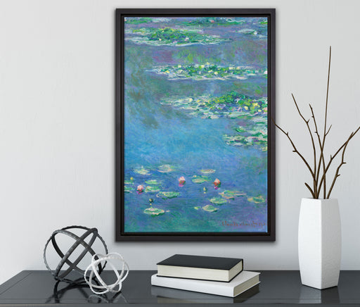 Claude Monet - Seerosen  IX auf Leinwandbild gerahmt mit Kirschblüten