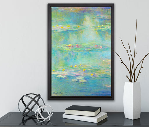 Claude Monet - Seerosen  X auf Leinwandbild gerahmt mit Kirschblüten