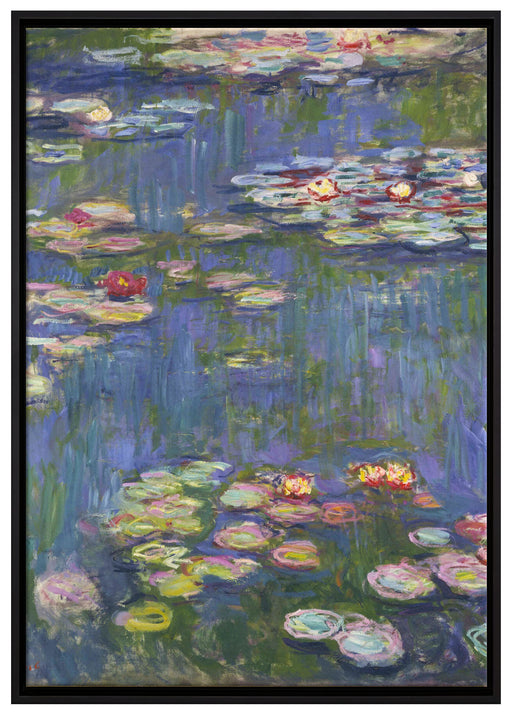 Claude Monet - Seerosen auf Leinwandbild gerahmt Größe 100x70
