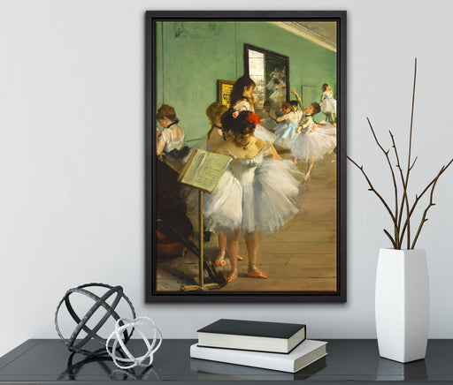Edgar Degas - Die Tanzstunde  auf Leinwandbild gerahmt mit Kirschblüten