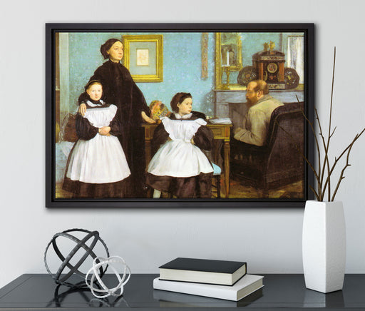 Edgar Degas - Die Familie Bellelli auf Leinwandbild gerahmt mit Kirschblüten