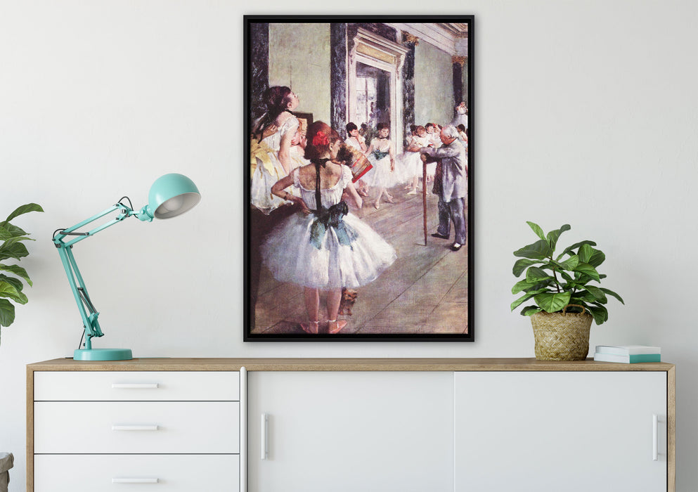 Edgar Degas - Die Balletstunde auf Leinwandbild gerahmt verschiedene Größen im Wohnzimmer