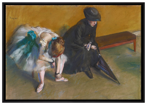 Edgar Degas - Warten auf Leinwandbild gerahmt Größe 100x70