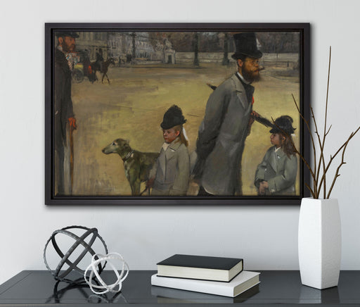 Edgar Degas - Place de la Concorde auf Leinwandbild gerahmt mit Kirschblüten